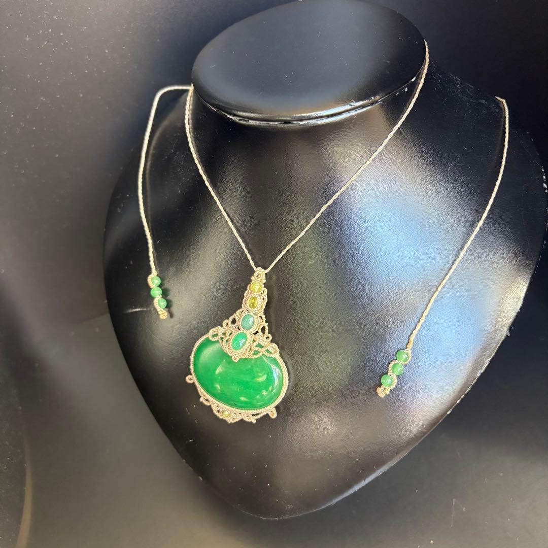 マレーシア翡翠×エメラルド×ペリドット×クリソプレーズのマクラメ