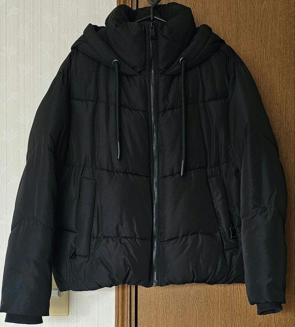 zara 黒 フード付き ダウンジャケット ショート丈 - メルカリ