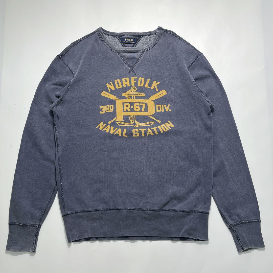ラルフローレン スウェット L相当 フェードネイビー 染み込み 7073