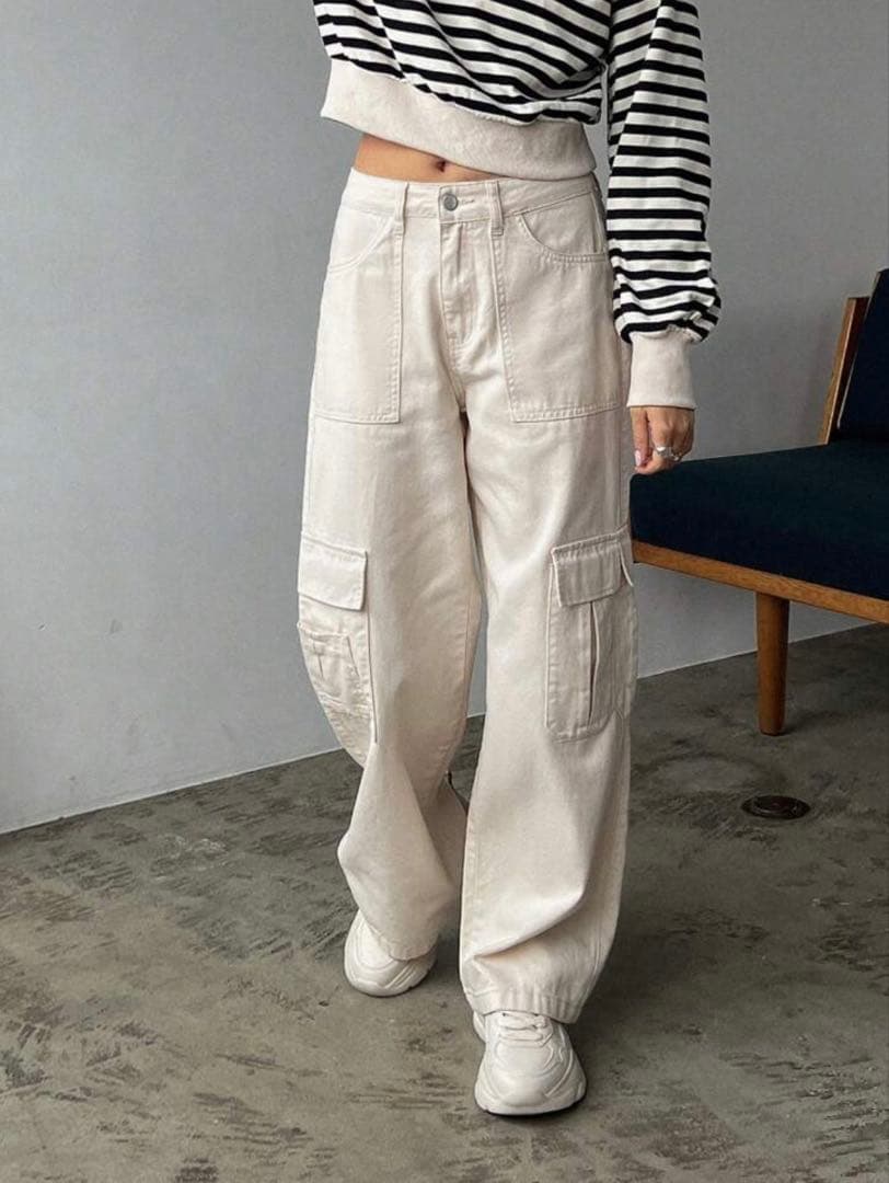 SHEIN シーイン カーゴパンツ カーゴデニム Sサイズ ホワイト 白