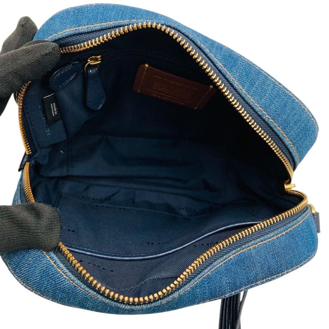極美品✨コーチ ショルダーバッグ デニム カメラバッグ ブルー 53622