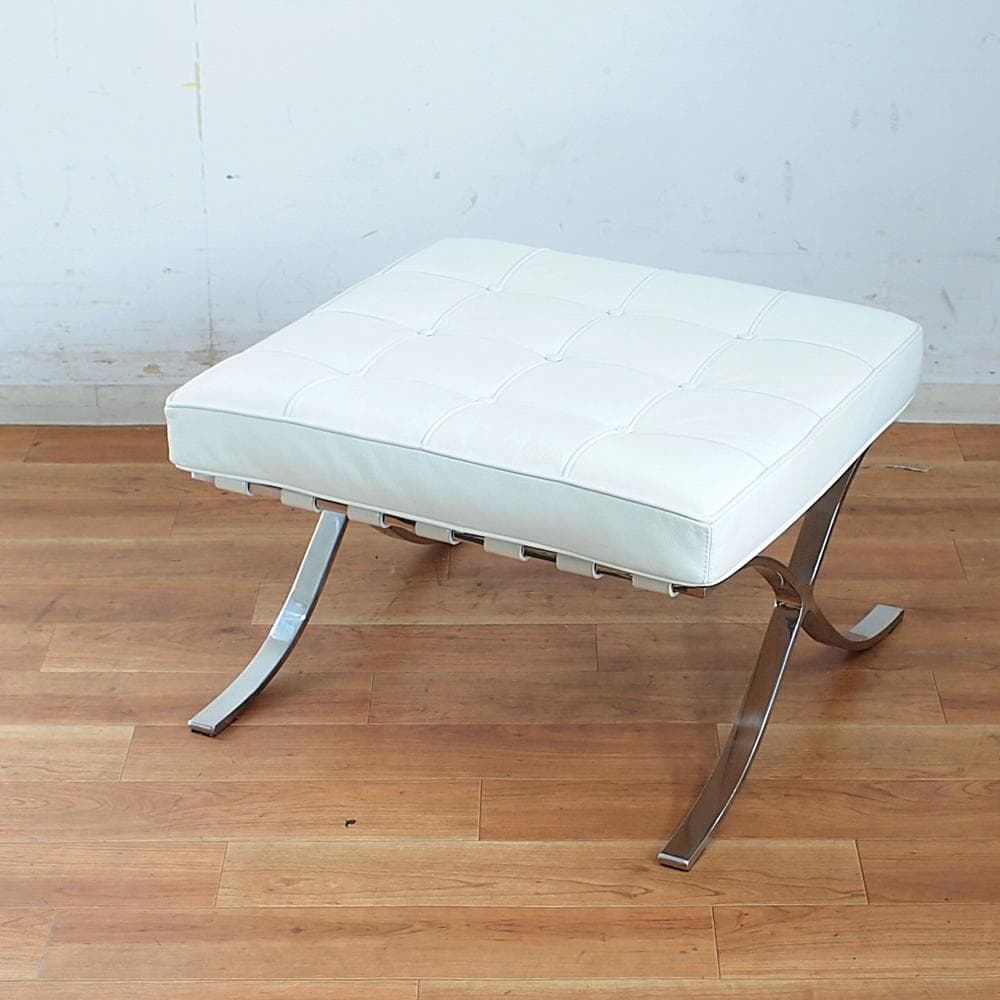 リプロダクト品 本革 バルセロナチェア用オットマン 白/ホワイト 楽天市場】オットマン 高さ43cm 本革 バルセロナ （ レザー リ