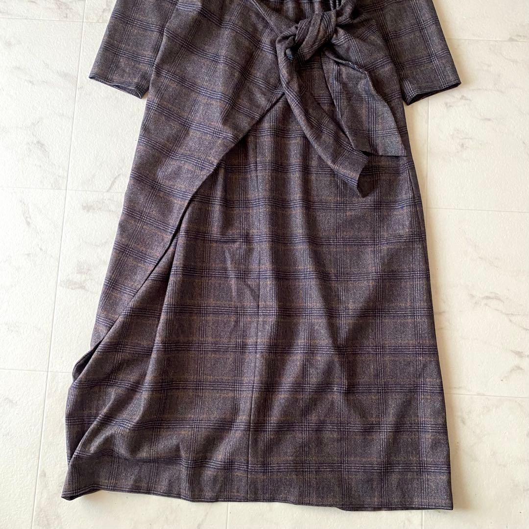 美品.定価3.9万☆プラージュ ウール チェックドレープワンピース