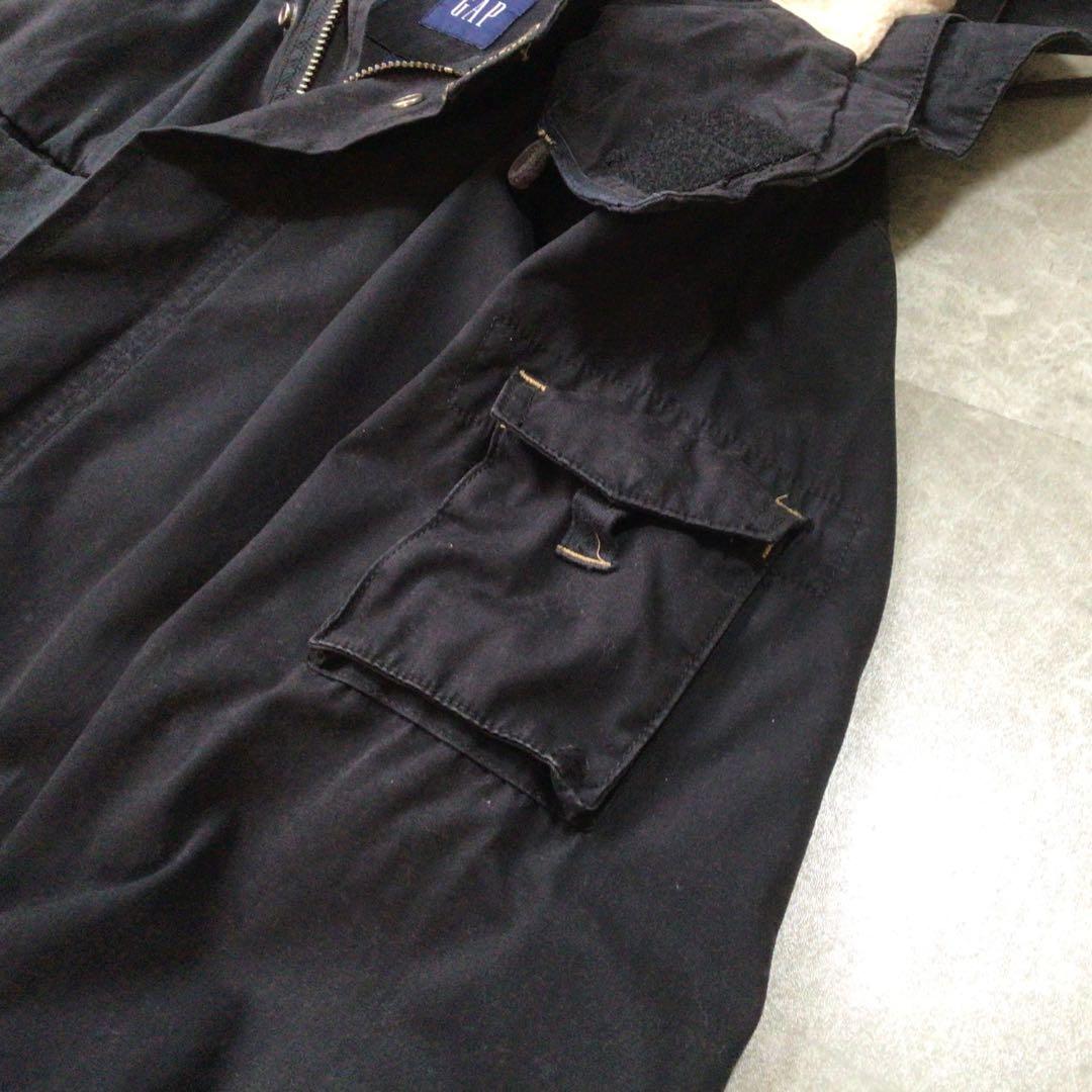 90s GAP モッズコート ジャケット フード付き 黒 Lサイズ M-65 - メルカリ