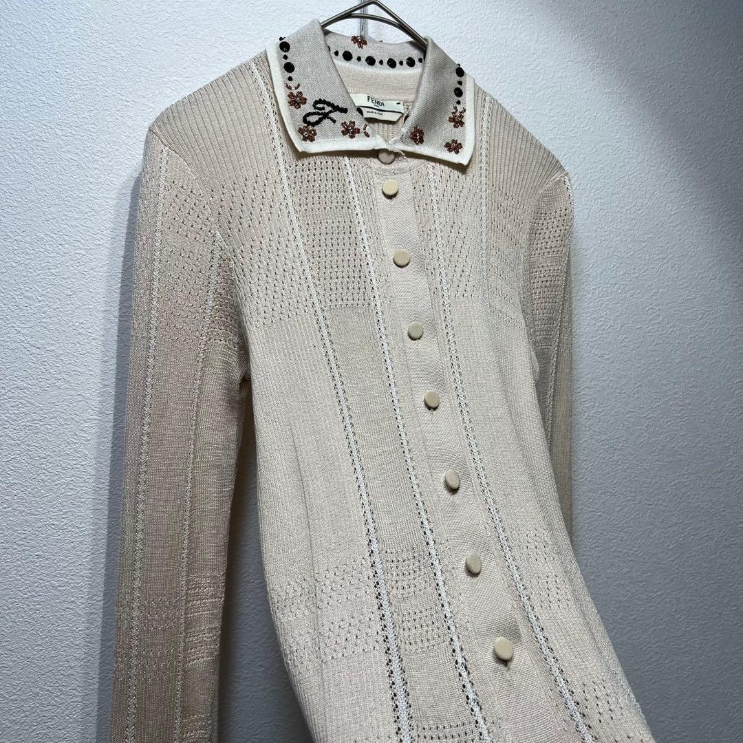 希少 美品 フェンディ スタッズ スパンコール デザイン ニット