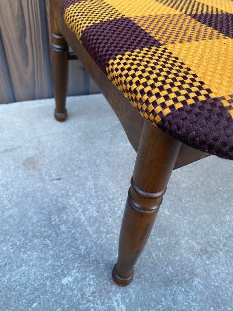 専用です チェック柄ダイニングチェア 2脚ヒダカグ レトロ 飛騨家具