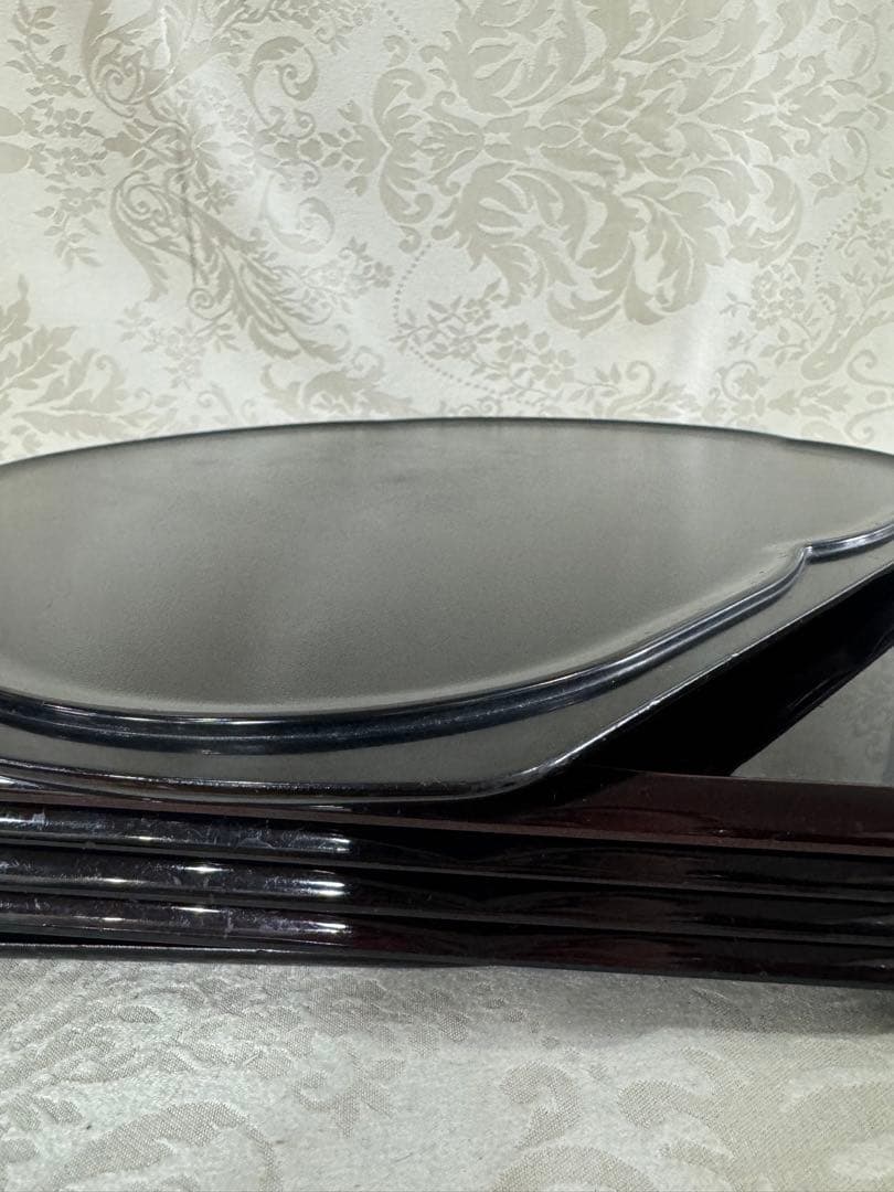 ほぼ美品】懐石盆 半月盆 縁起の良い梅の花型 リバーシブル12