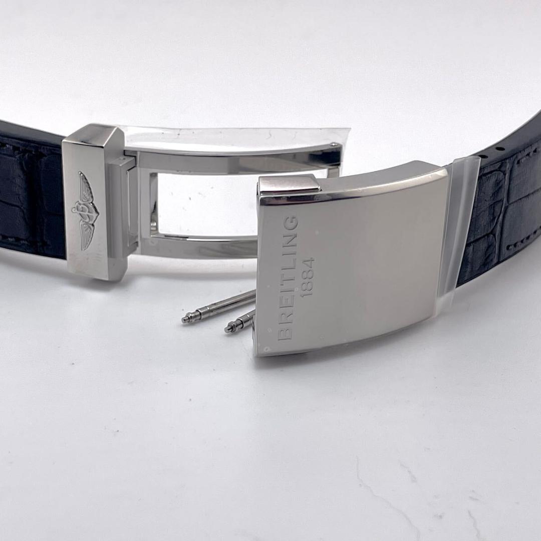 激レア】ブライトリング クロコラバー ベルト Dバックル 22-20 黒 鏡面