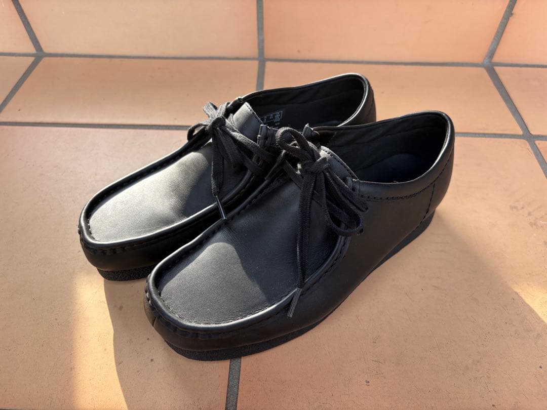 クラークス ワラビーエヴォウォータープルーフ UK7 (25cm)ブラックレザー Clarks（クラークス） デッキシューズ WallabeeEVO WP / ワラビー