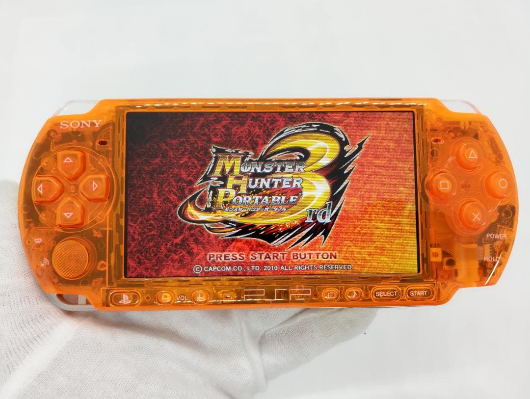 PSP 3000 すぐ遊べるセット【美品・カスタム】スケルトン オレンジ