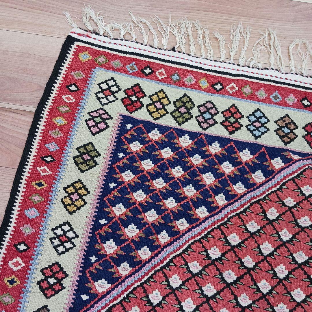 Y2744 ペルシャ絨毯 キリム ラグマット 手織り ウール 152×100㎝