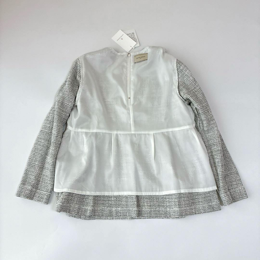 タグ付未使用 ミックスツイード バックペプラムブラウス Aライン