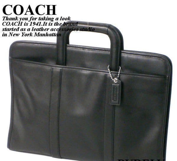 《 USED 》COACH ブラック レザービジネスバッグ