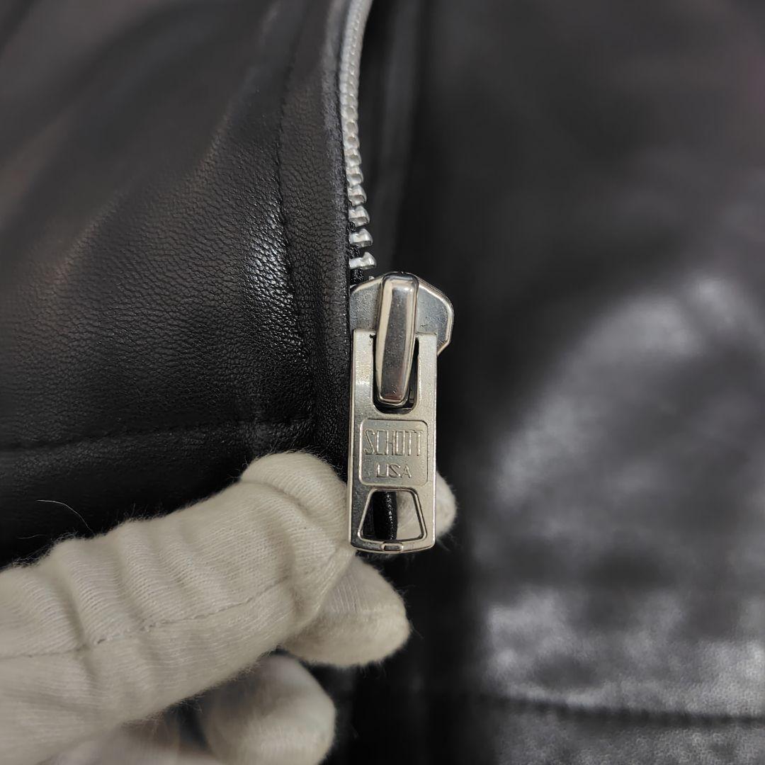 希少✨Schott ラムレザージャケット ロゴ刺繍 黒 XS - メルカリ