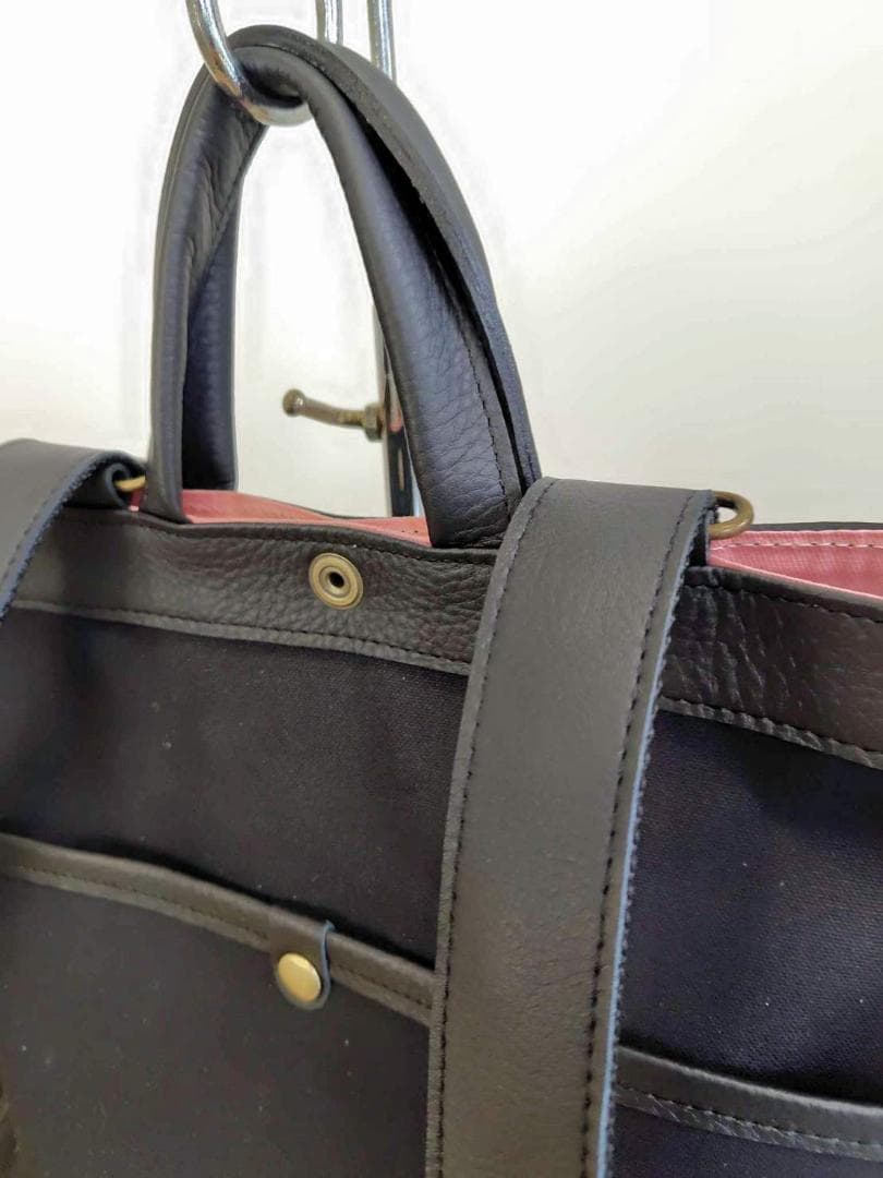 やま様】/2025tambourineタンバリンネイビー×白/牛革A4トー