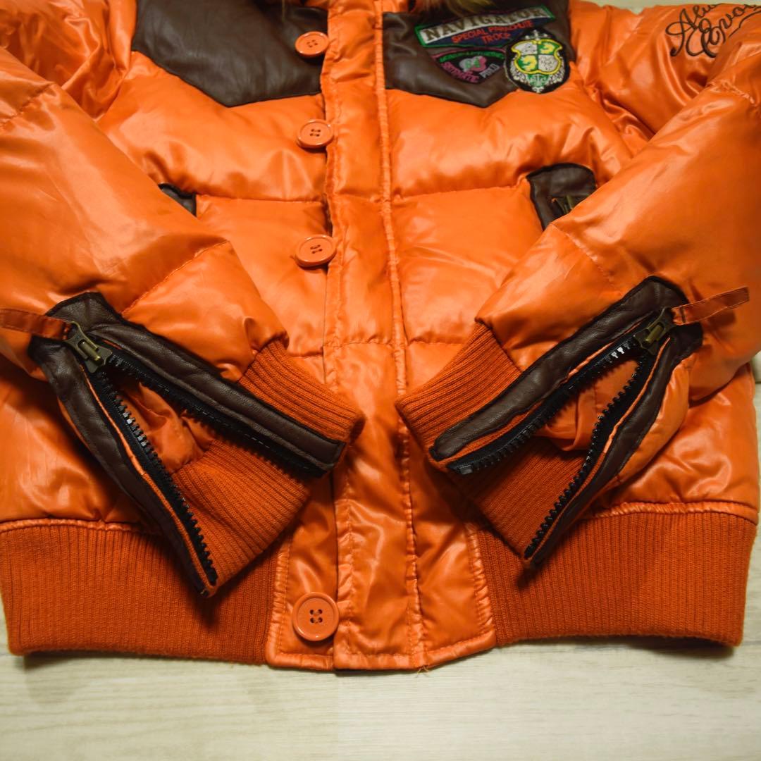 y2k ファーフードダウンジャケット オレンジ フェアリーグランジ
