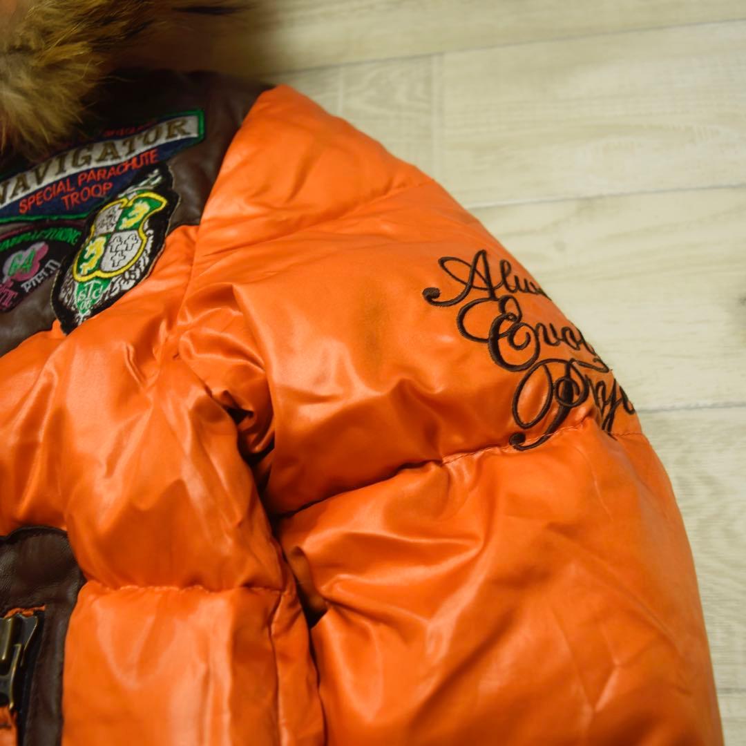 y2k ファーフードダウンジャケット オレンジ フェアリーグランジ