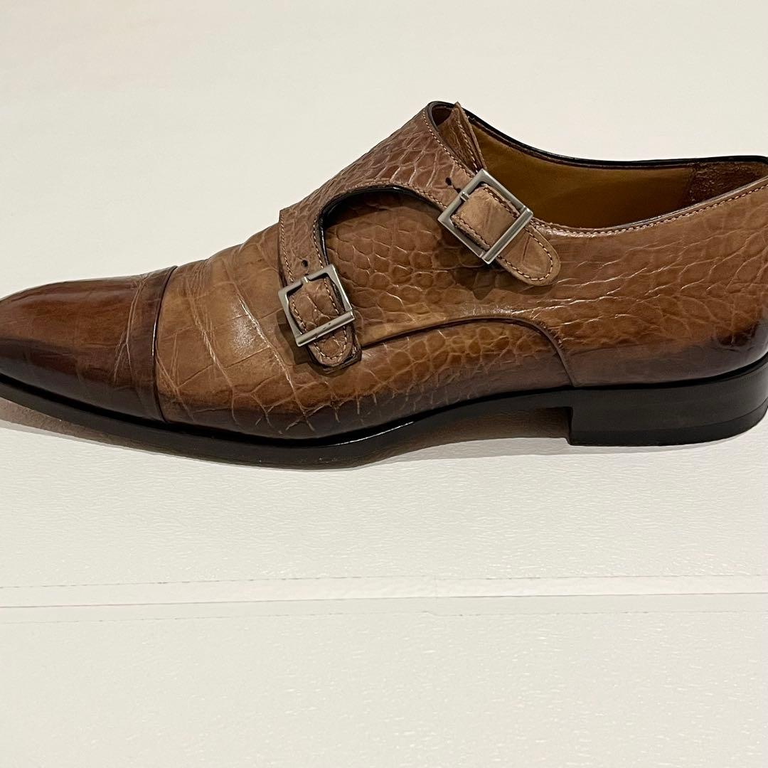 フランチェスコベニーニョ クロコ型押し ダブルモンク ドレスシューズ