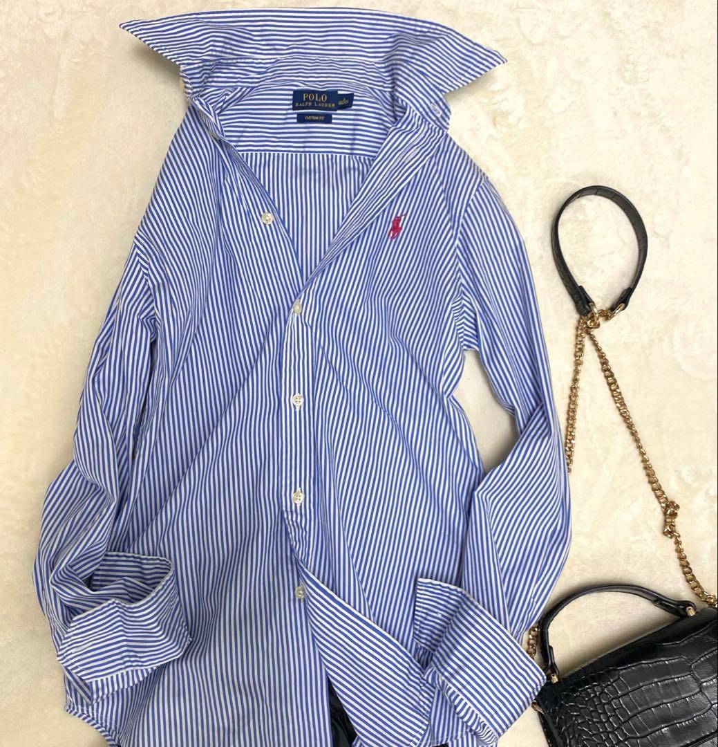 美品】ポロラルフローレン ストライプシャツ ホースロゴ刺繍 M - メルカリ