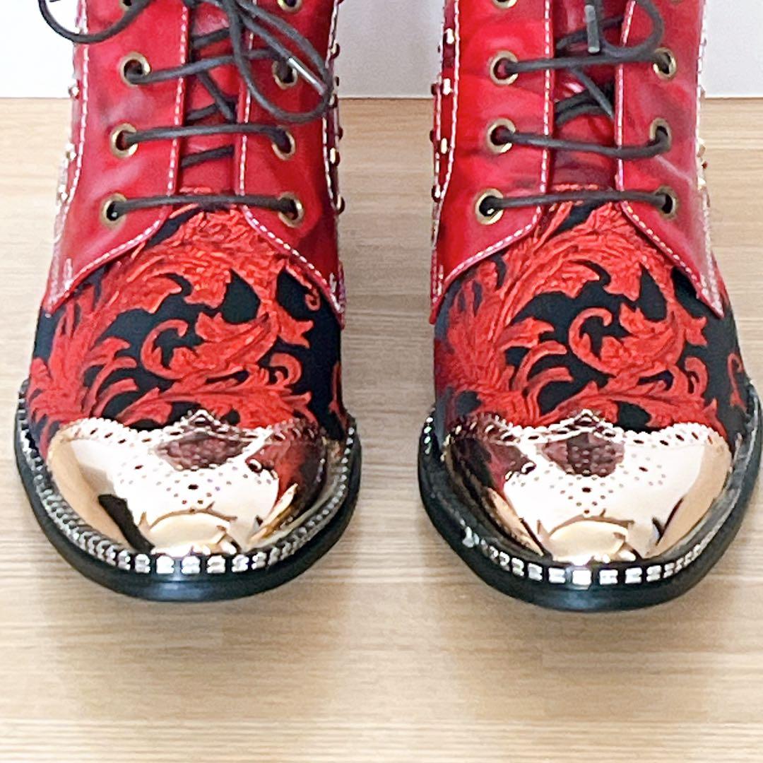 Rui Landedメンズ アンクルブーツ メタルトゥ 刺繍付き 26.5cm