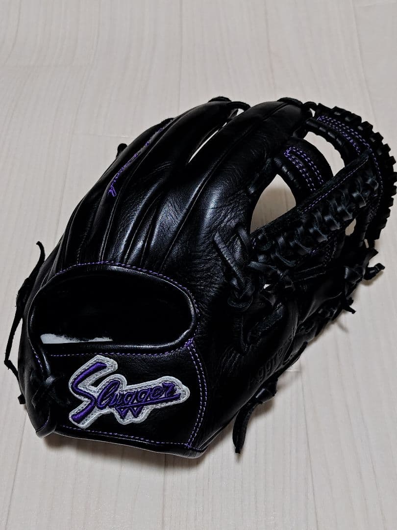 【超美品】久保田スラッガー 軟式 NRA型 福岡支店別注 黒×紫 久保田スラッガー 軟式用 オーダー DS1 W41 ブラック×バーガンディ
