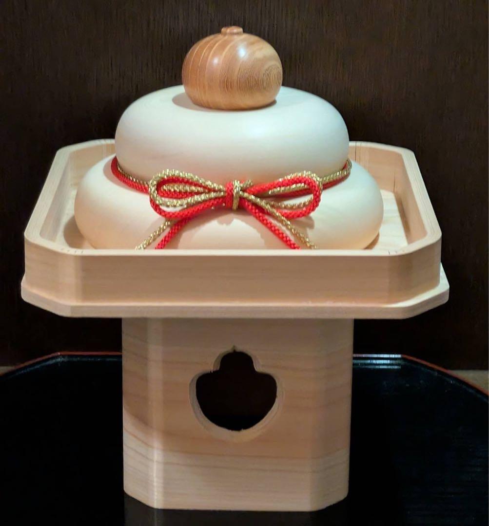 木製鏡餅　三宝付き　170 楽天市場】【木製鏡餅 三宝セット 桐箱付き】2025年 お正月 飾り 木製