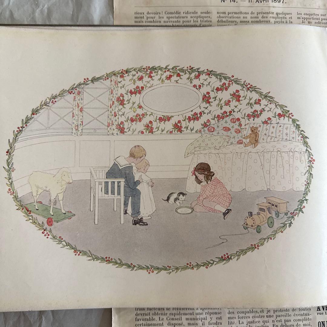 1911年アンティーク美しい絵本フランス語 洋書ジャンクジャーナル古書