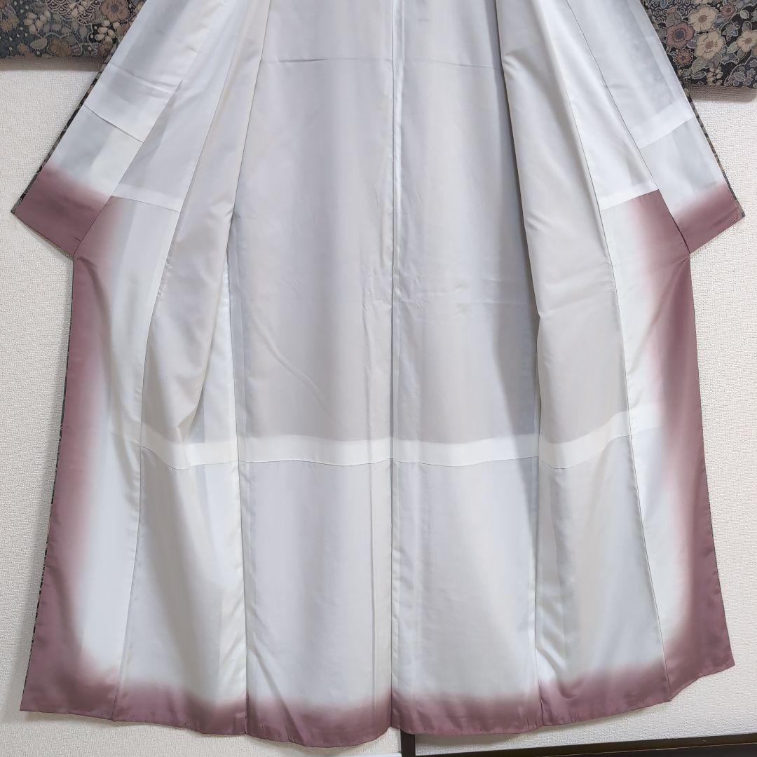 三花】美品 洗える着物 辻ヶ花 グレー 鼠 袷 リサイクル リユース