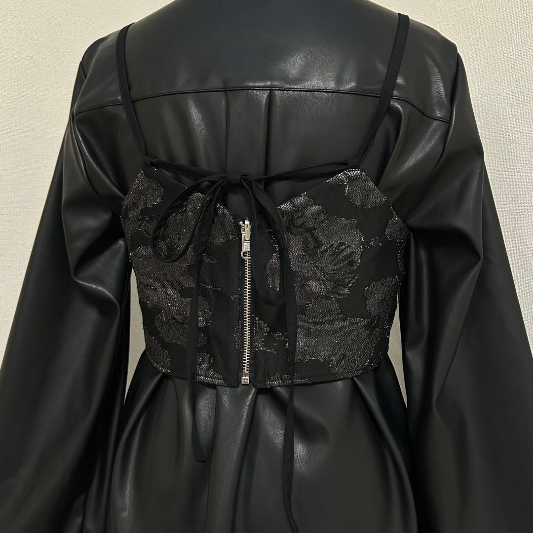 美品】HARE 2Pビスチェ イソザイチュニックシャツ &ビスチェセット 黒