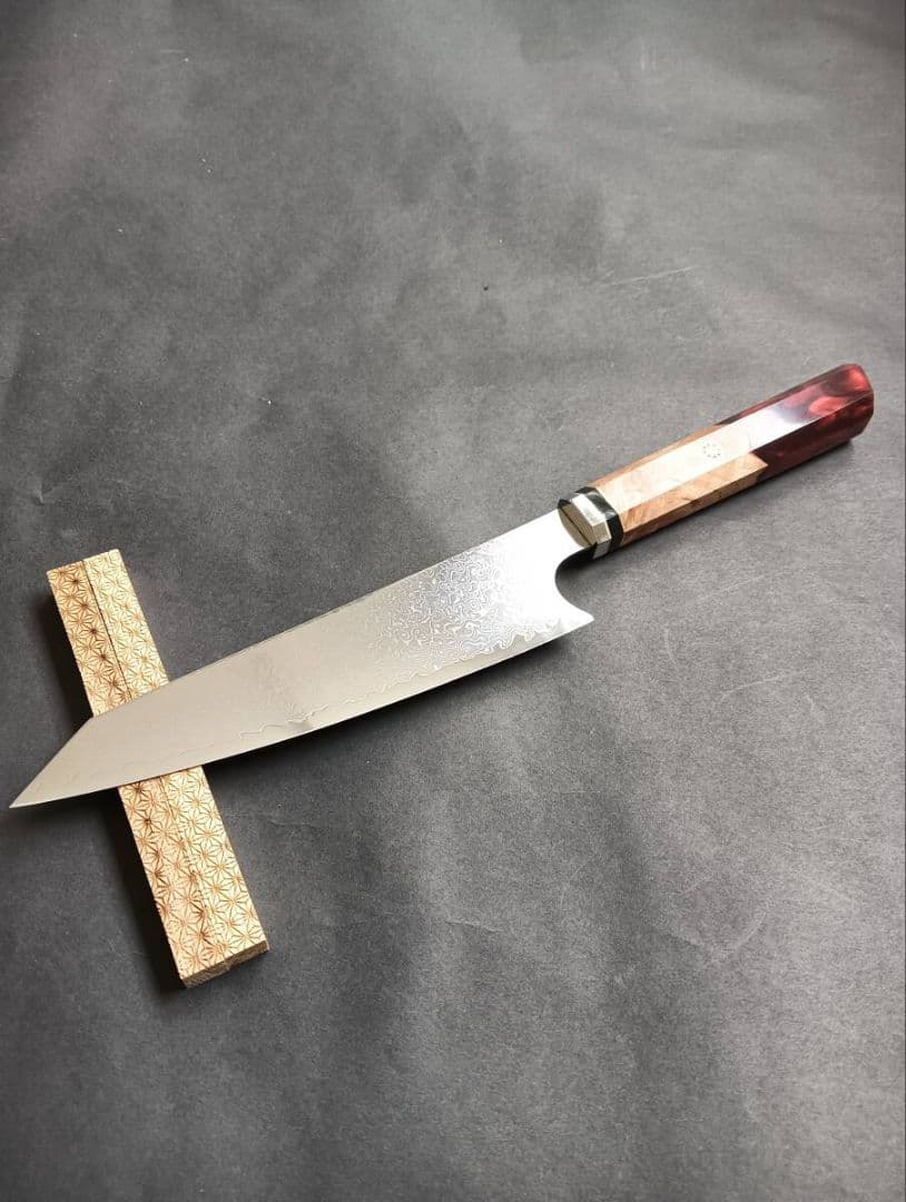 67層鏡面ダマスカス刀型切付ペティナイフ 170mm　モダンビジュアルレッド柄 67層鏡面ダマスカス刀型切付ペティナイフ 170mm モダンビジュアル