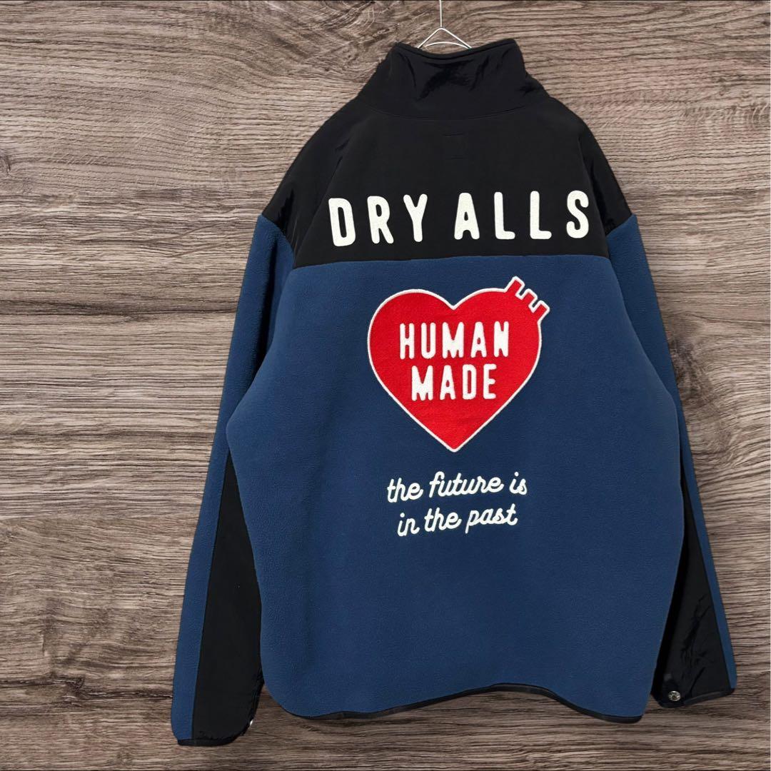 HUMAN MADE フリースハーフジップジャケット ブルー系 ビッグロゴ