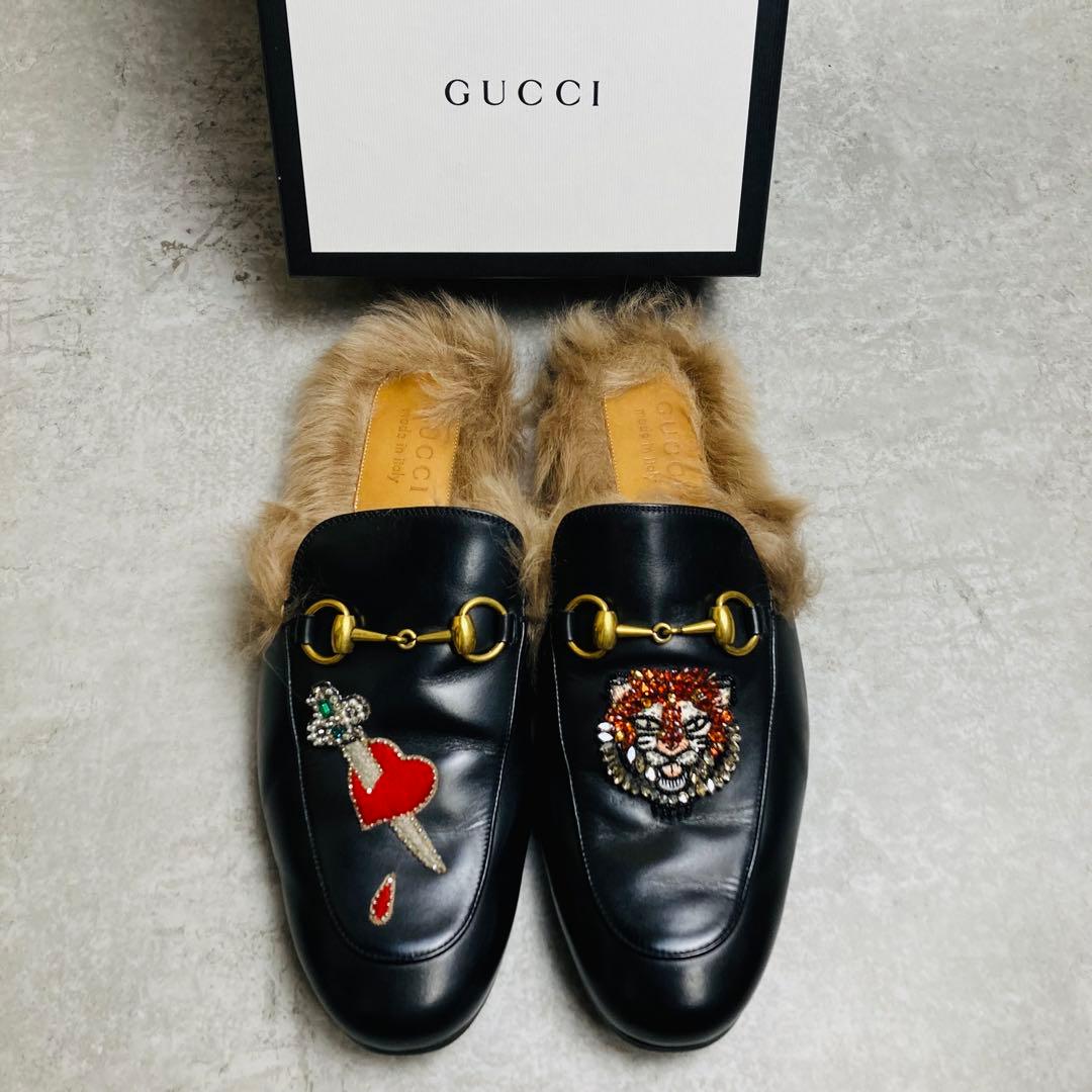 GUCCI グッチ プリンスタウン ホースビット ファー ミュール 7