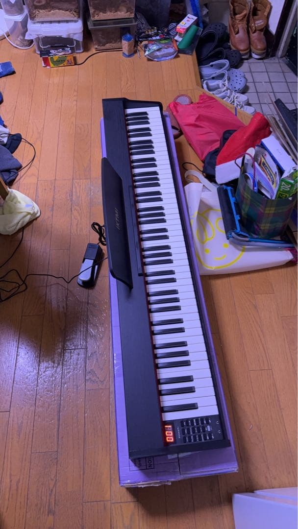 88鍵盤電子ピアノブラック木目調譜面台付き