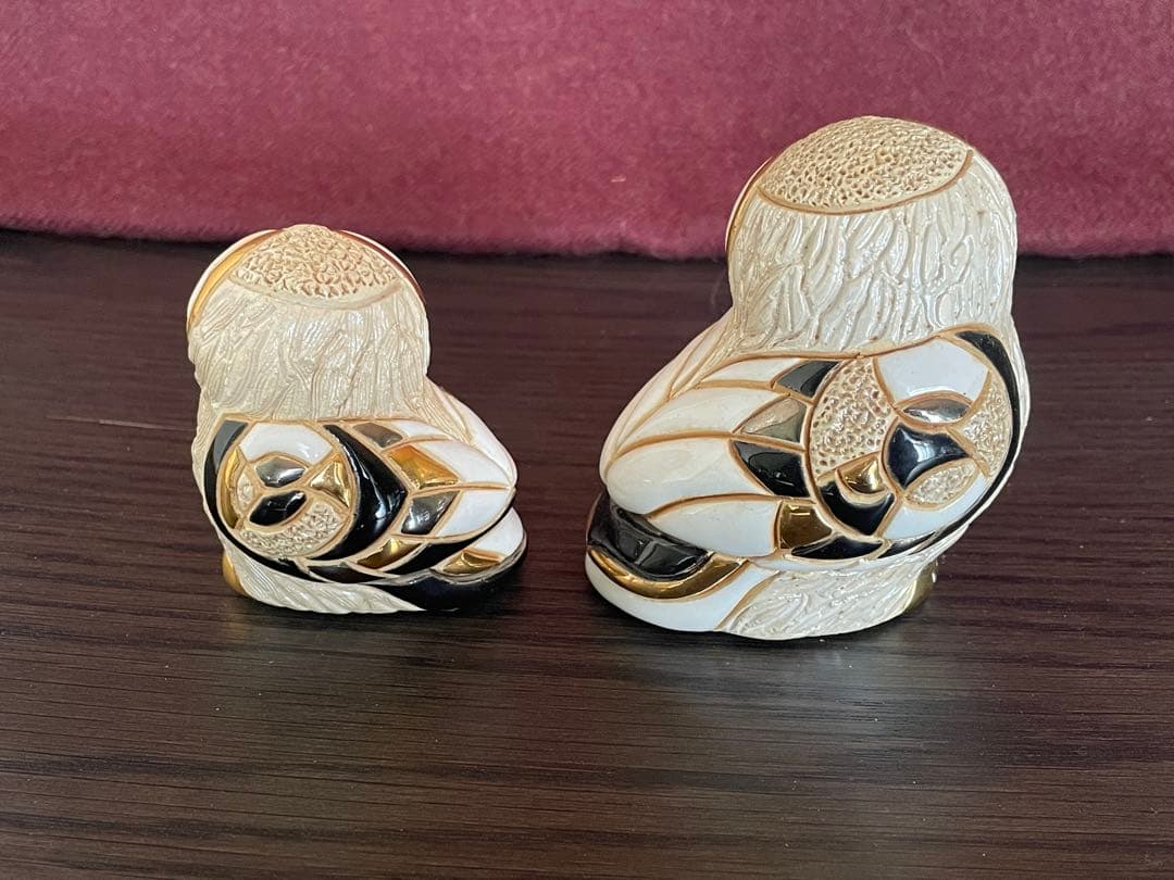 De Rosa デ・ローザ 高級 陶器 フィギュリン 置物 フクロウ セット