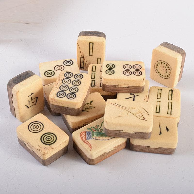 中国 竹嵌 骨牌 背竹牌 麻雀牌 木箱付 V 8014 - メルカリ