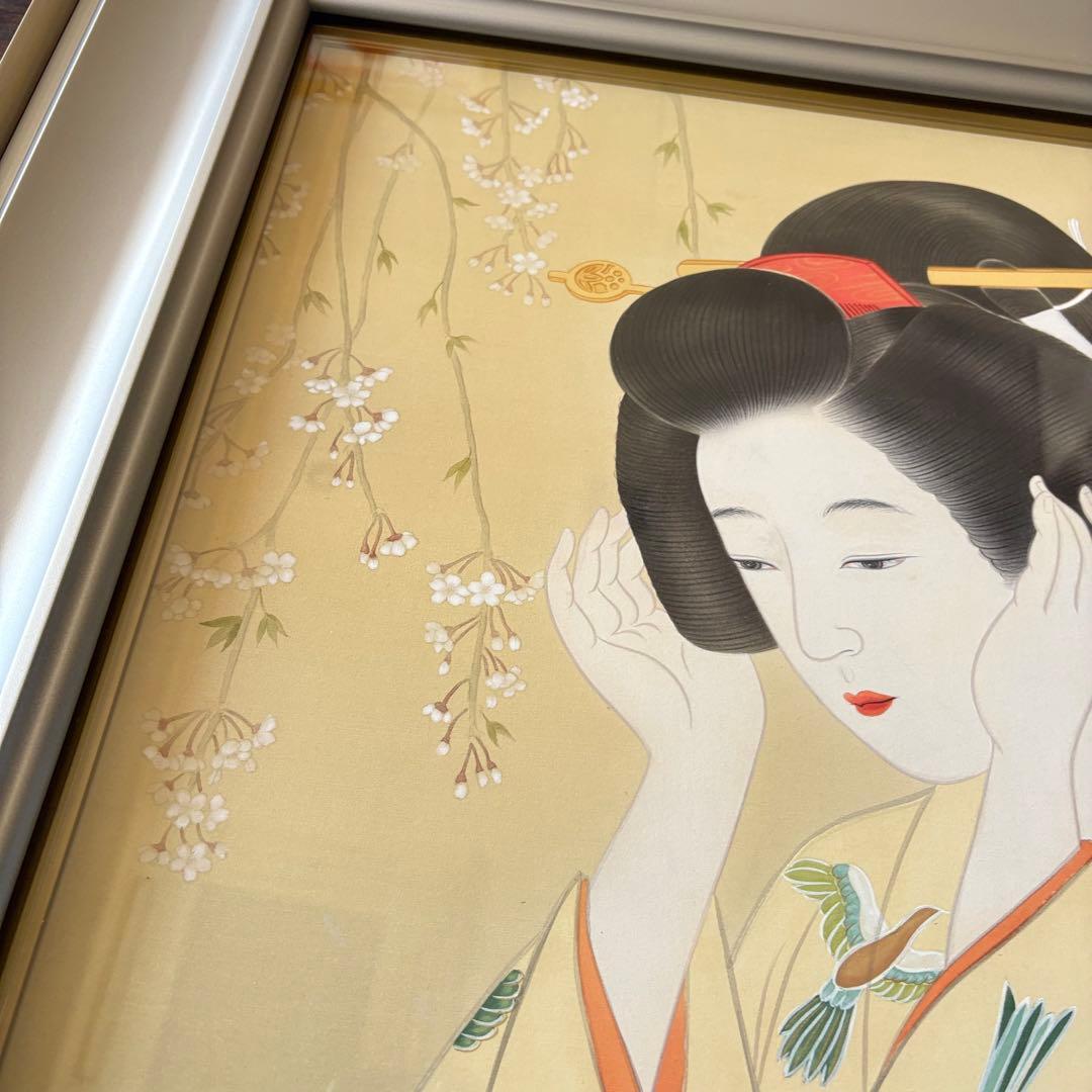 堀江浮水 (堀江豊生) 額装 美人画 真作 日本画 師/伊東深水 絵画