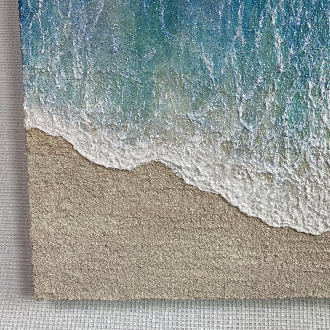 絵画 アクリル画 原画 渚 海 癒し 風景画 テクスチャーアート 一点物