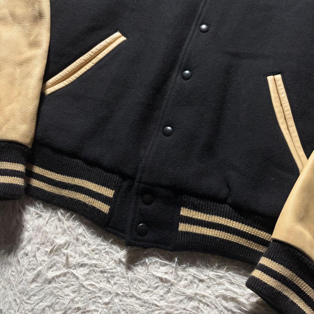 希少□VAN JACKET スタジャン 袖レザー アーチロゴ ネイビー M - メルカリ