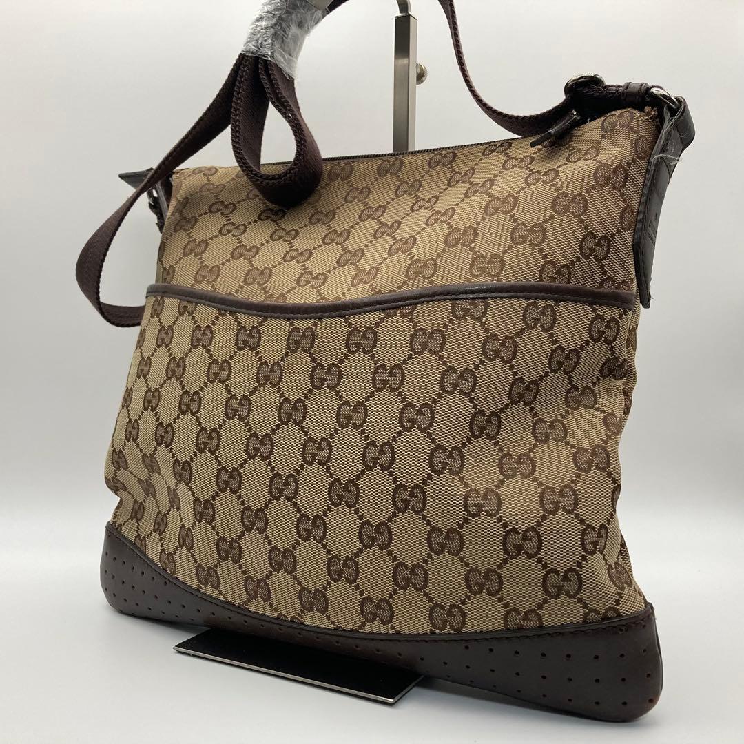 オールドグッチ GGキャンバス ショルダーバッグ ベージュブラウン