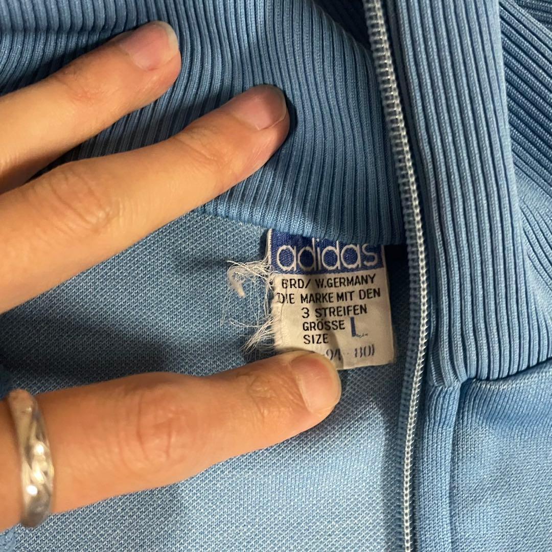 70s 80s old adidas トラックジャケット 水 ライトブルー L - メルカリ