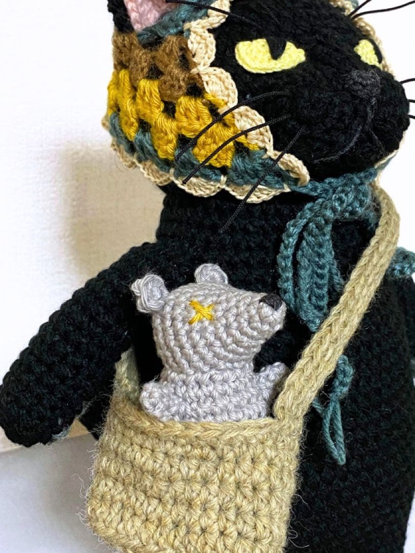 eri35様お取置き】いっしょにおでかけ♪黒猫さんのあみぐるみ