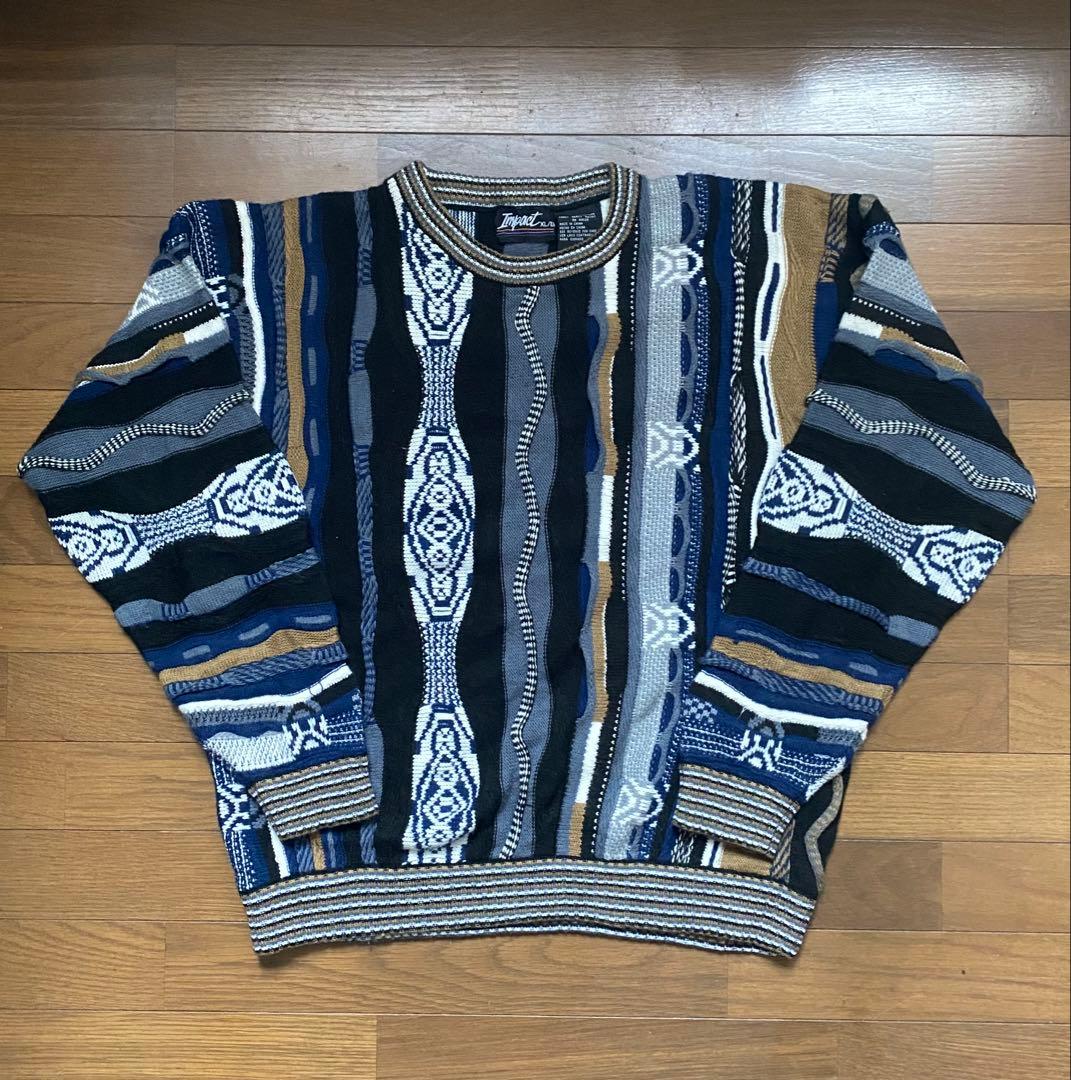 美品】3Dニット XL 総柄 立体編み COOGI風 古着 90s風 着画あり - メルカリ