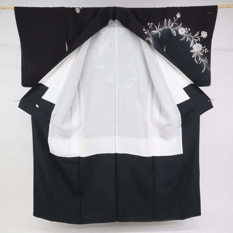 《yume★長尺◆訪問着■極上刺繍◆麗しの花唐草模様◆黒紫HB12-17》