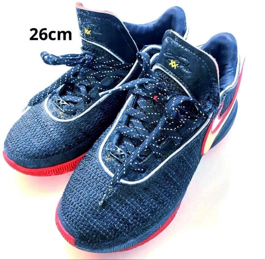 極美品 NIKE レブロン20 26cm バッシュ 黒赤 - メルカリ