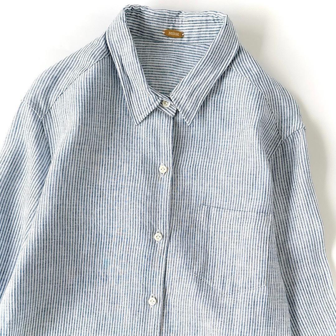 ドゥーズィエムクラス MUSE リネン ワイヤーウォッシュシャツ ストライプ