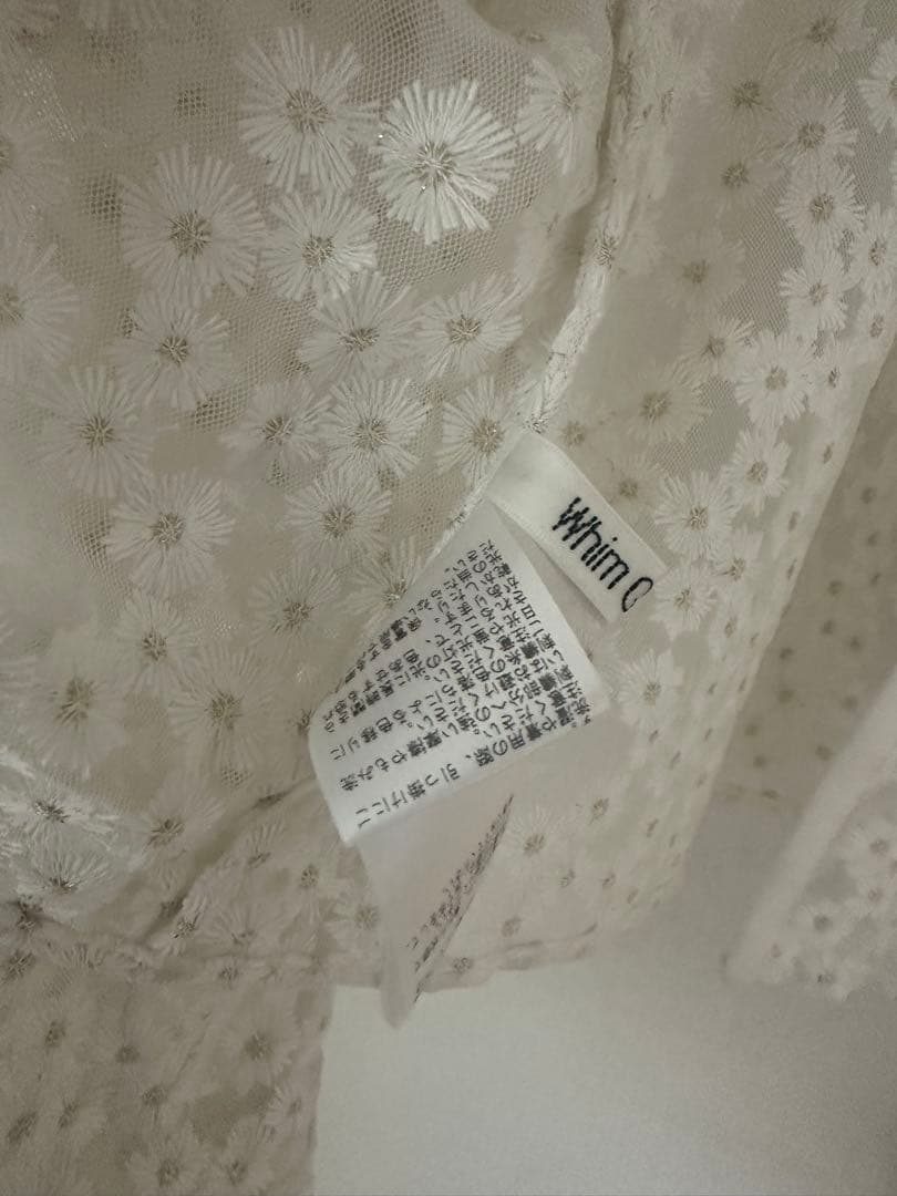 2025ウィムガゼット 刺繍レース ブラウス 花柄 シアー ホワイト 白