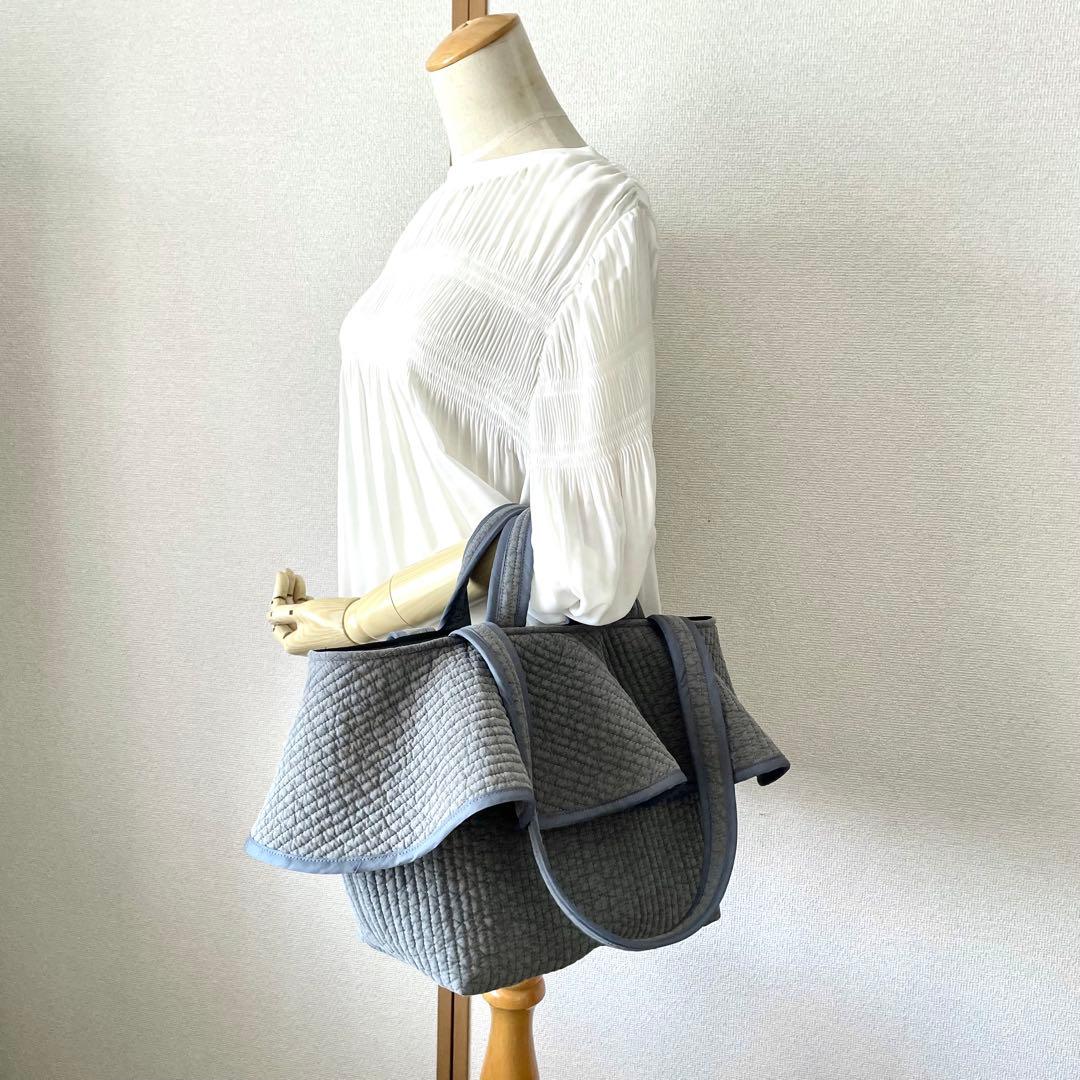フリル付きヌビトートバッグ 2way ヌビバッグ グレー ハンドメイド