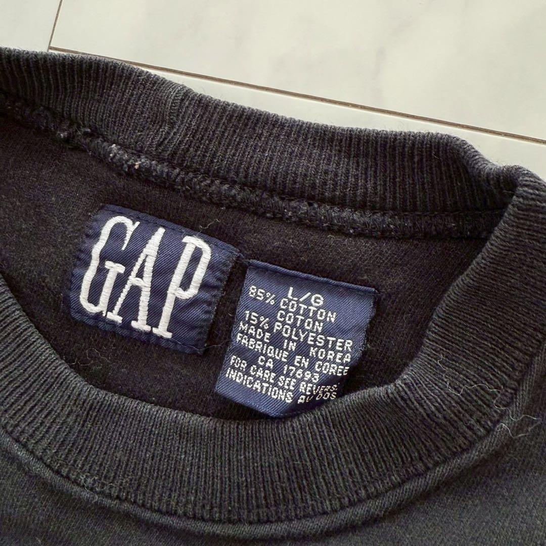 希少80s～90s【OLD GAP】スウェット・デカロゴ ◇黒・L・旧タグ 韓国