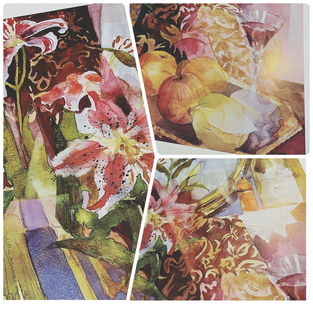 Shirley Trevena イギリス 花とフルーツ水彩画プリント 4枚セット