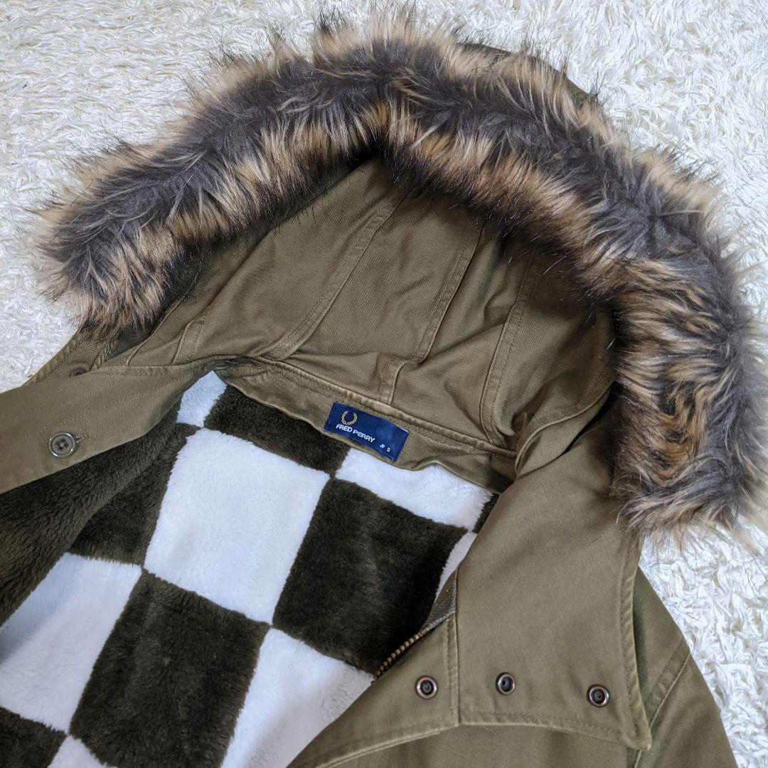 フレッドペリー モッズコート チェック 市松模様 ファー ライナー